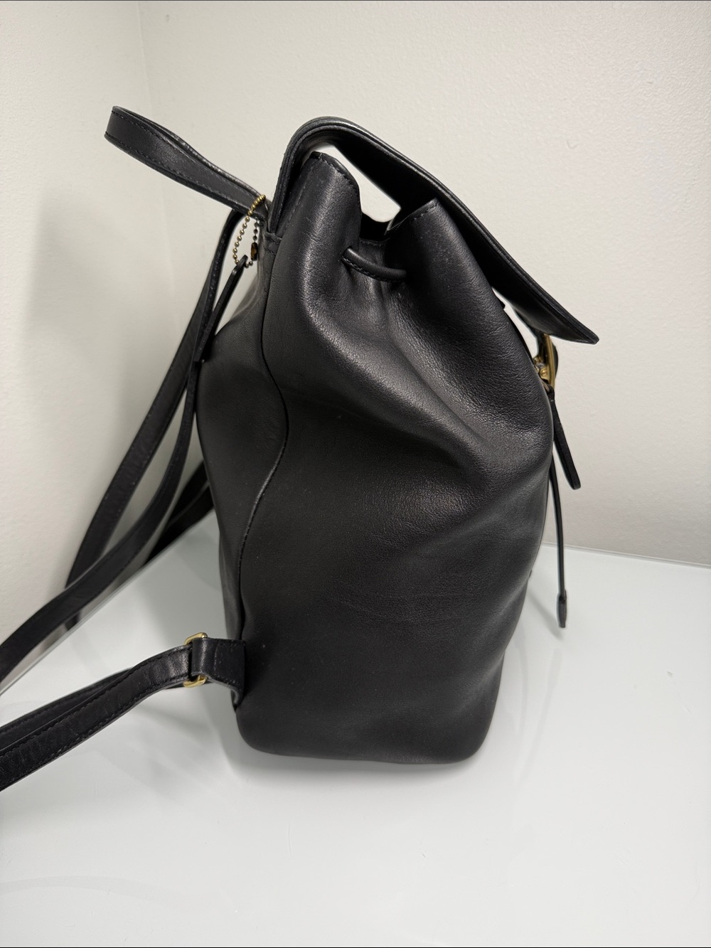 Vintage Y2K Coach Black Leather Drawstring Backpack Legacy West Large - Picture 3 of 10